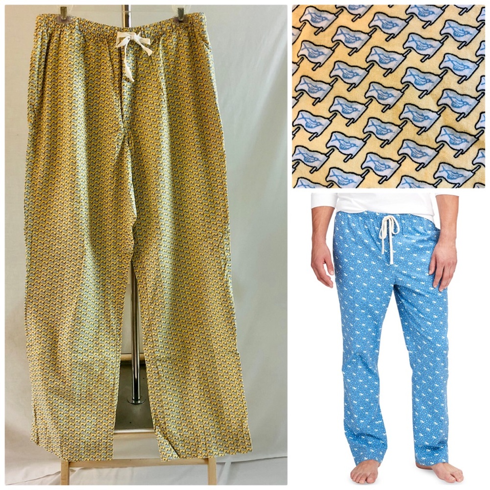 Vineyard Vines Cotton Sleep Pants Men Size Medium Pale Yellow Printed